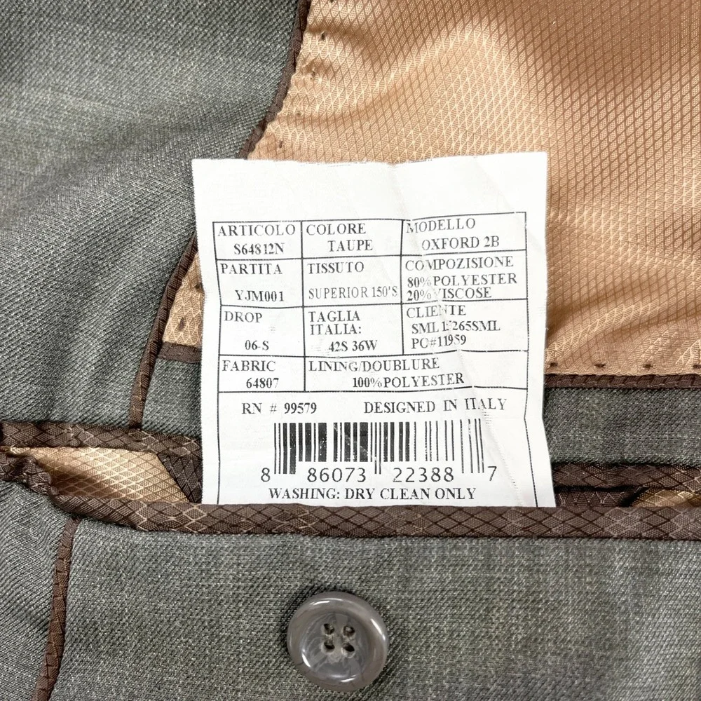 Caravelli Collezione Mens Blazer 42S Gray Two Button‎ Sport Coat Heritage Office